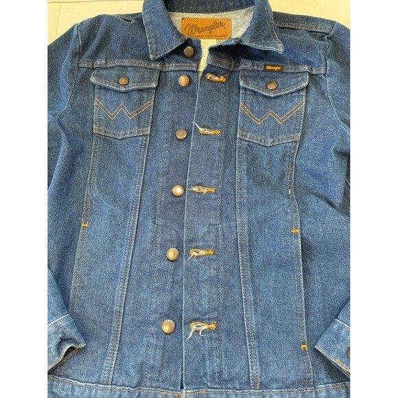 Wrangler Denim Jean Jacket Vintage Authentic Western Women’s Men’s Jacket XL - Picture 6 of 7